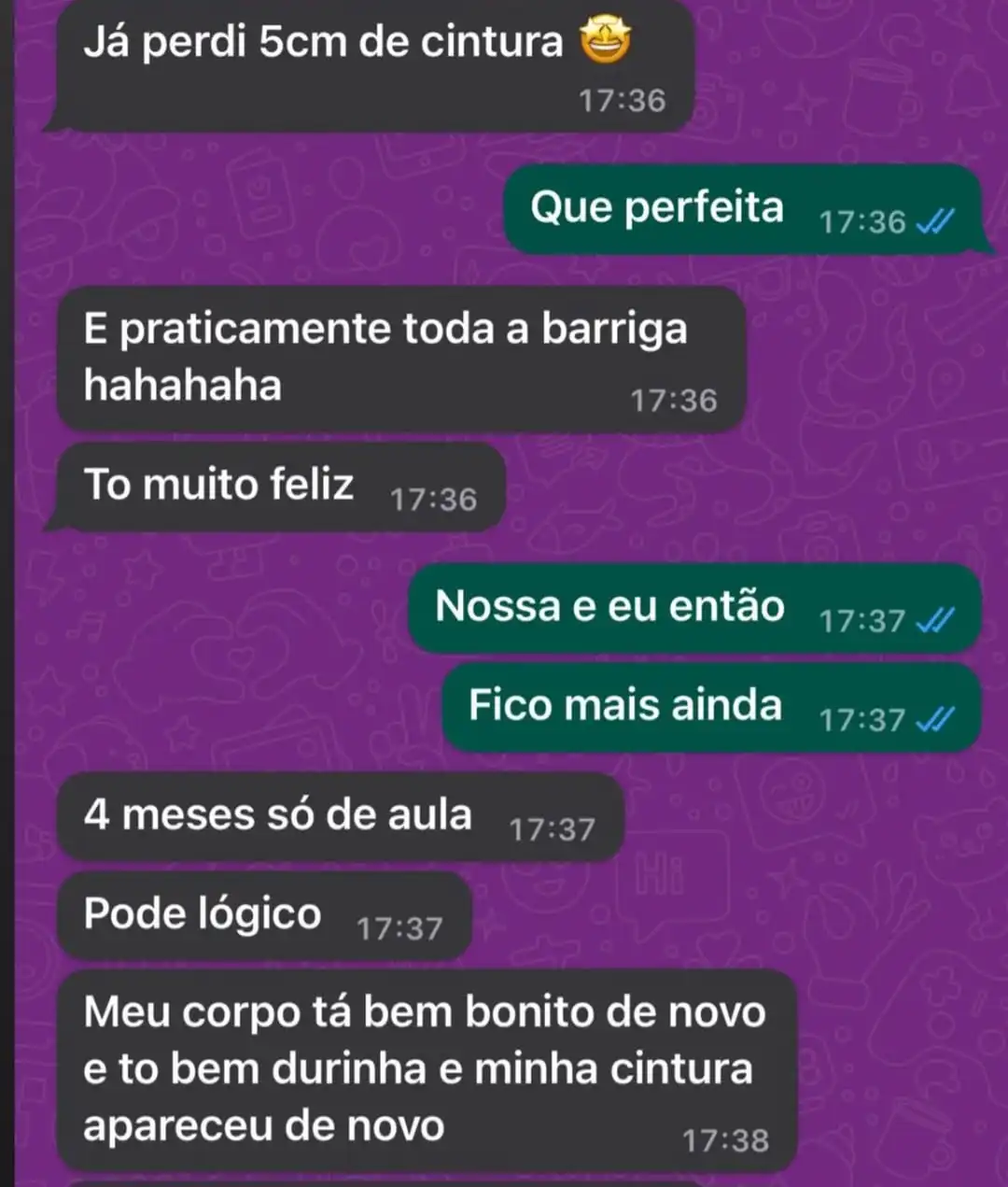 Depoimento 2 de aluna do BodyDance Express via WhatsApp